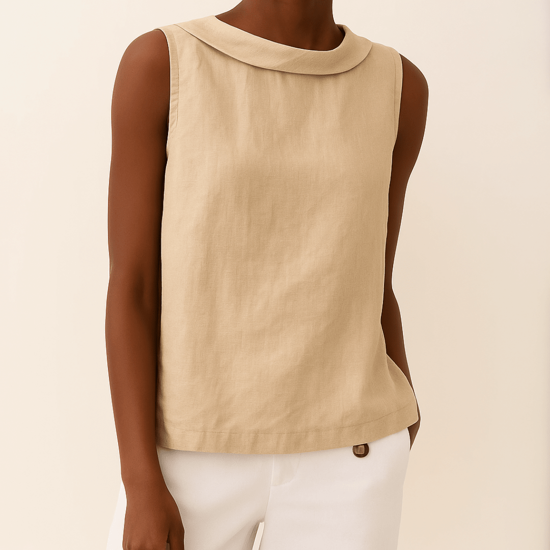 Top Senza Maniche con Collo Arrotolato Elegante