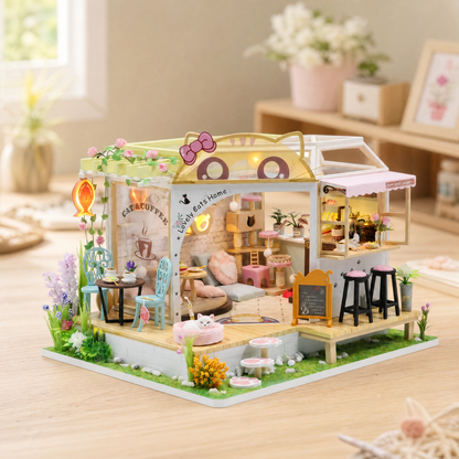DIY Miniature Dollhouse Kit with LED Lighting — Multiple Styles 6