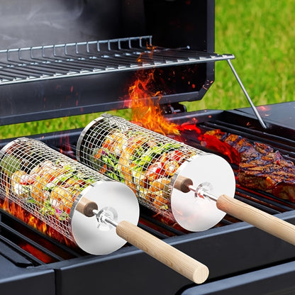 Rollgrill — Stainless Steel Rotating BBQ Grill Basket 3