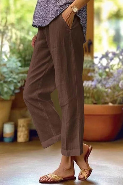 Pantaloni Estivi Leggeri a Gamba Dritta con Tasche