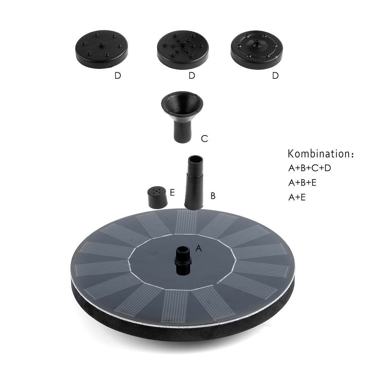 Solar Fountain Pump — 4 Nozzles, Built-in Battery, Garden Pond 9