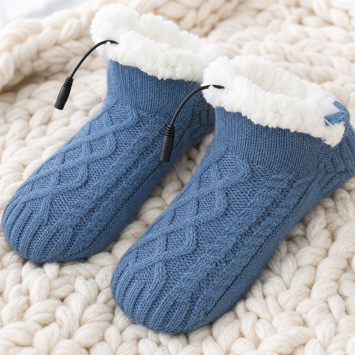 USB Heated Knit Slipper Socks — Non-Slip Sole 4 Colors 5