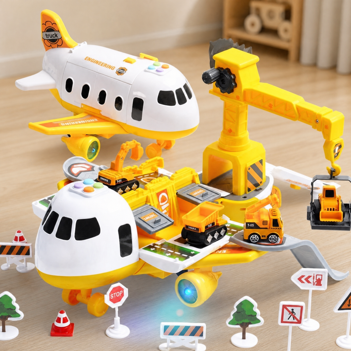 SkyQuest Airplane & Vehicle Playset — Creative Toy for Kids 3+ 1
