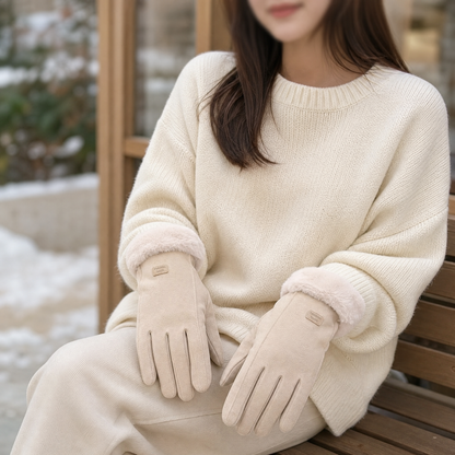 Women's Winter Gloves with Faux Fur Cuff — One Size 4