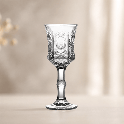 Vintage Cut Glass Wine Goblet — Engraved Crystal Pattern 7