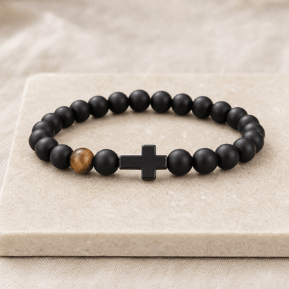 Men's Beaded Cross Bracelet — with Personalized Message Card 9