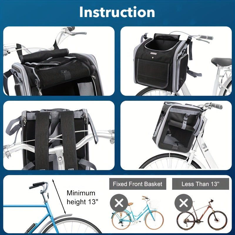 Bike Basket for Pets — Expandable Front Carrier for Dogs & Cats 5