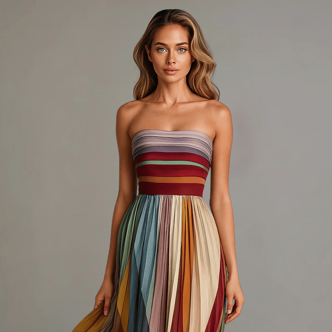 Abito Lungo Plissettato Elegante da Cerimonia