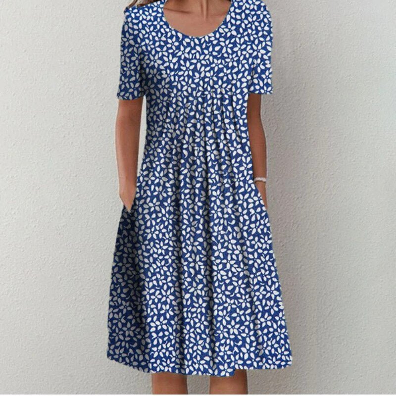 Abito Midi Donna Casual a Stampa Floreale Linea A