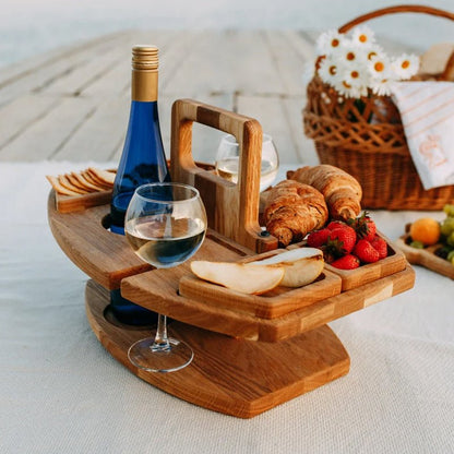 Tavolino da Picnic in Legno per Vino e Aperitivi