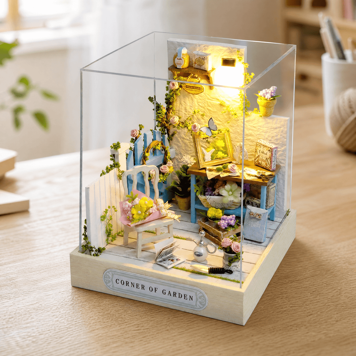DIY Miniature Dollhouse Kit with LED Lighting — Multiple Styles 9
