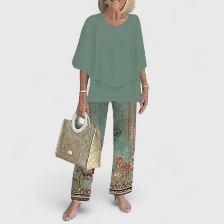 Completo Due Pezzi Elegante Donna Top e Pantaloni