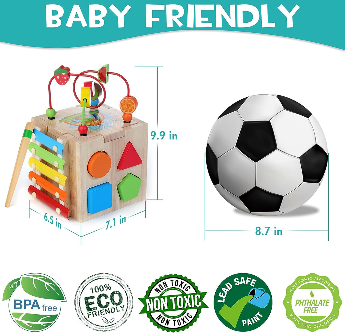8-in-1 Montessori Activity Cube in Natural Wood — Kids 18m+ 5