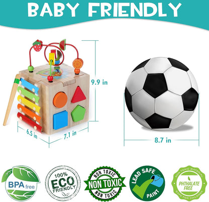 8-in-1 Montessori Activity Cube in Natural Wood — Kids 18m+ 5