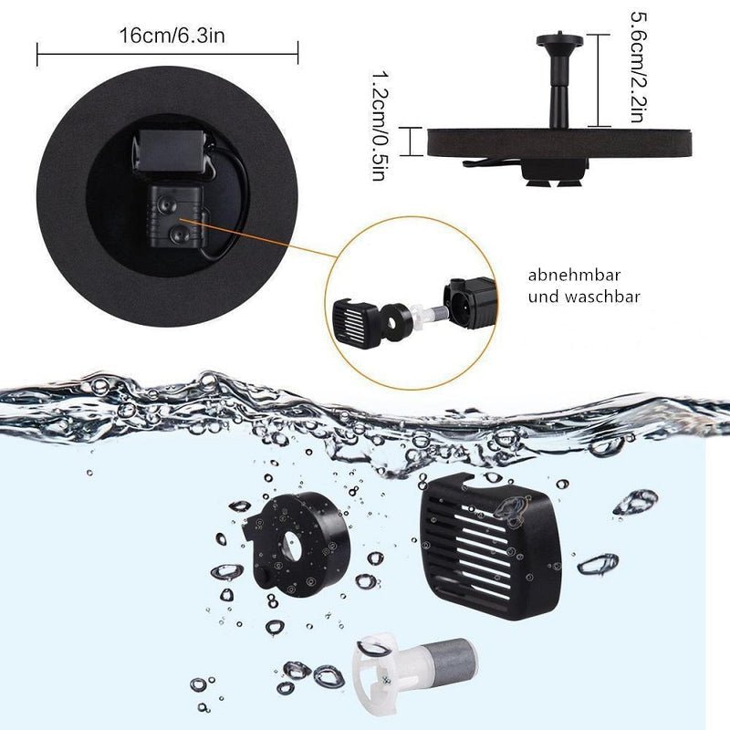 Solar Fountain Pump — 4 Nozzles, Built-in Battery, Garden Pond 4