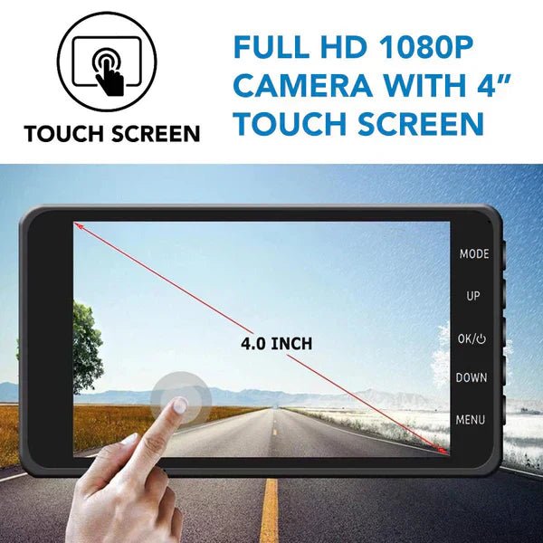 Dash Cam Dual 1080p Anteriore e Posteriore 4 Pollici IPS 170°