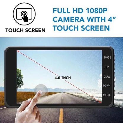 Dash Cam Dual 1080p Anteriore e Posteriore 4 Pollici IPS 170°
