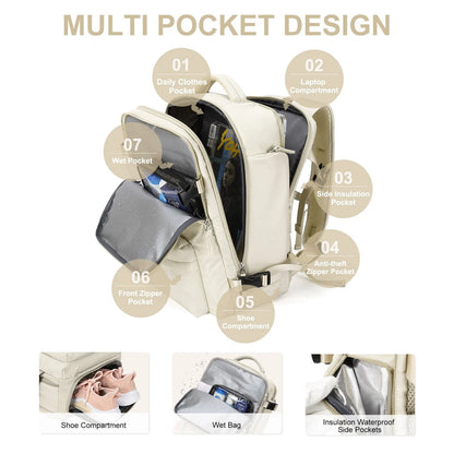 Zaino da Viaggio Donna 35L Impermeabile Multifunzione con USB
