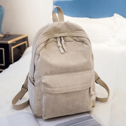 Corduroy Backpack School & Laptop 14" — 6 Colors Vintage Style 7