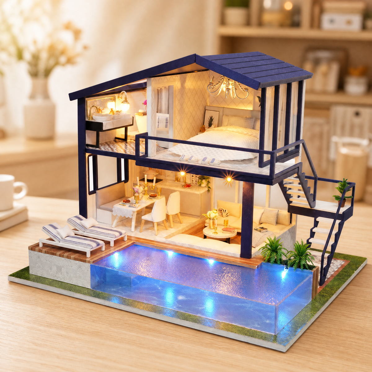 DIY Miniature Dollhouse Kit with LED Lighting — Multiple Styles 1