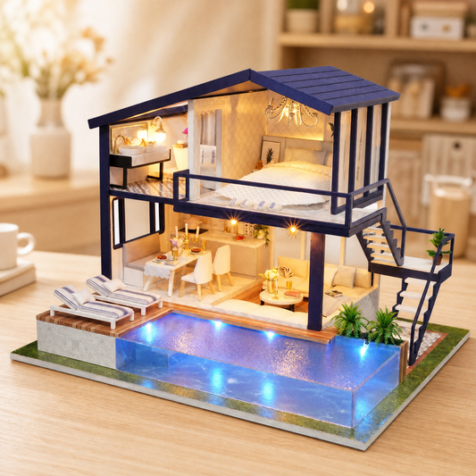DIY Miniature Dollhouse Kit with LED Lighting — Multiple Styles 1