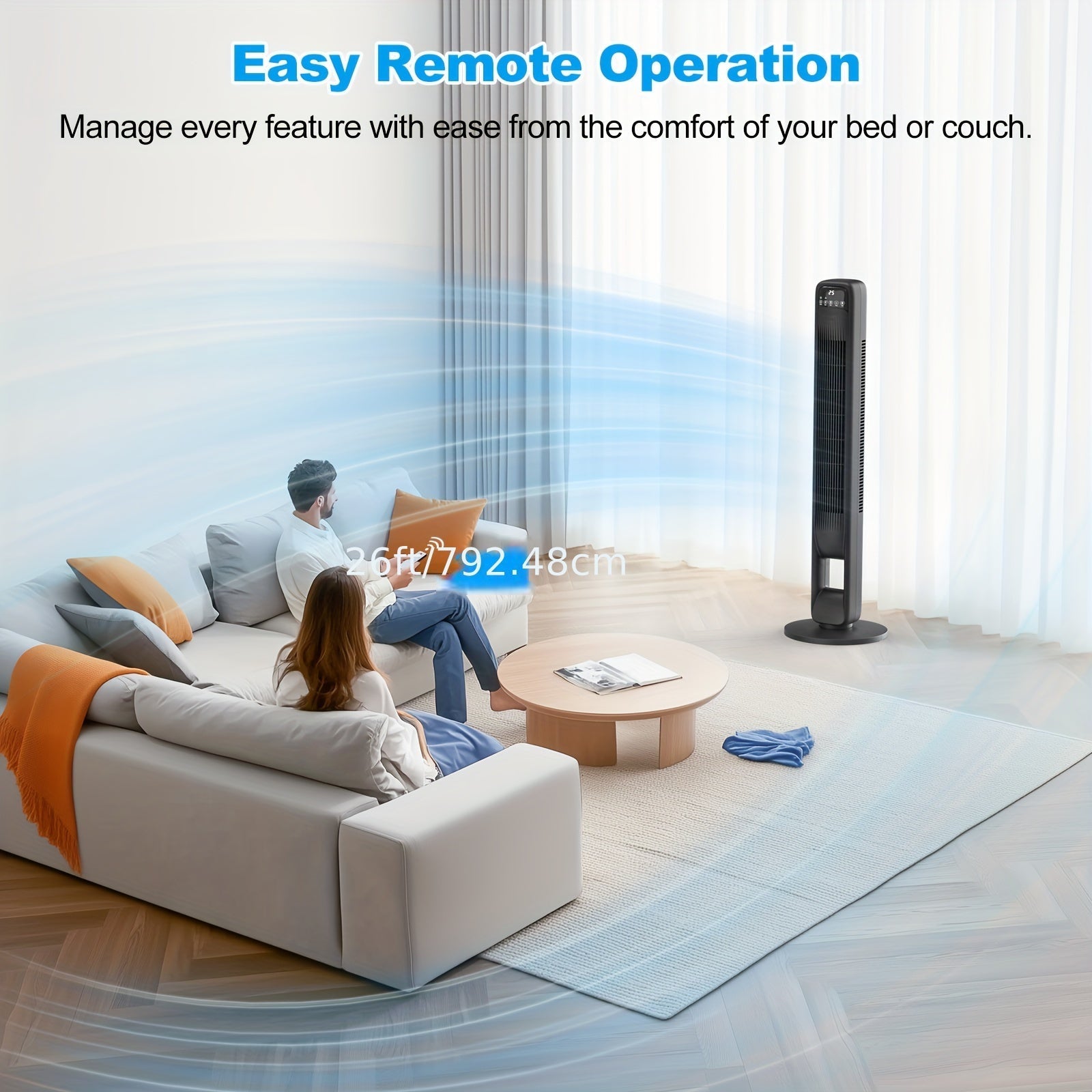 Bladeless Tower Fan — 12h Timer & 60° Oscillation, 3 Speeds 8