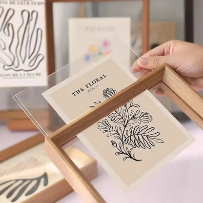 Floating Wood Picture Frame with Clear Acrylic Panels for Art 4