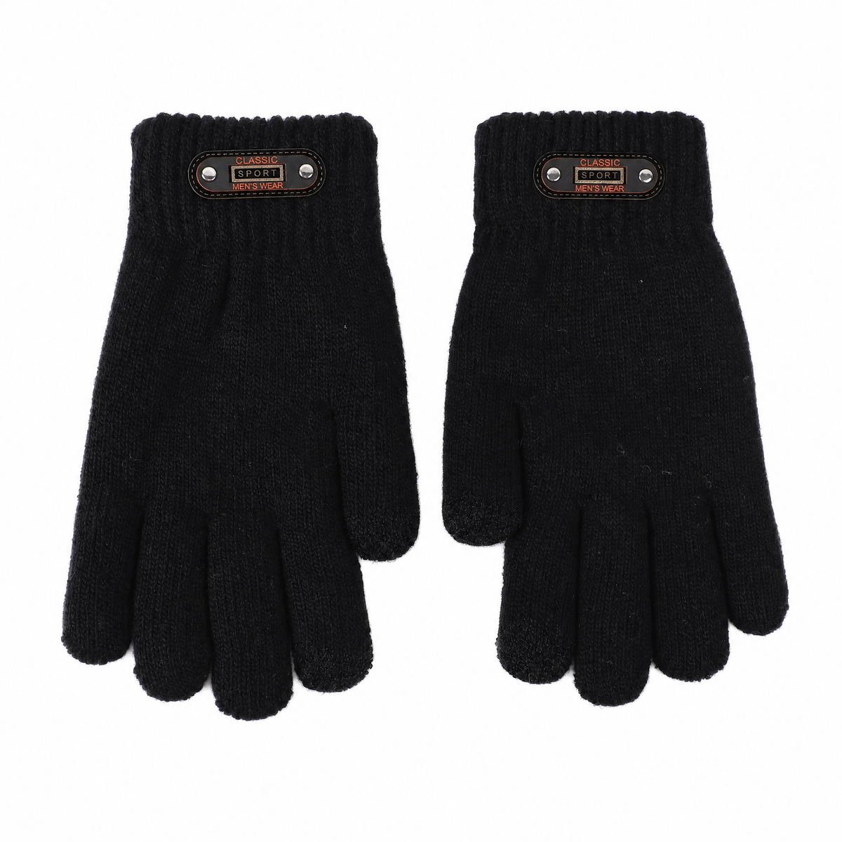 Men's Winter Knit Gloves — Touchscreen Fingertips One Size 6