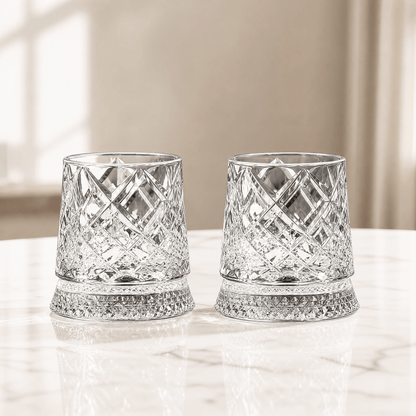 360° Spin Whisky Tumblers – Set of 2 Crystal-Cut Glasses 8