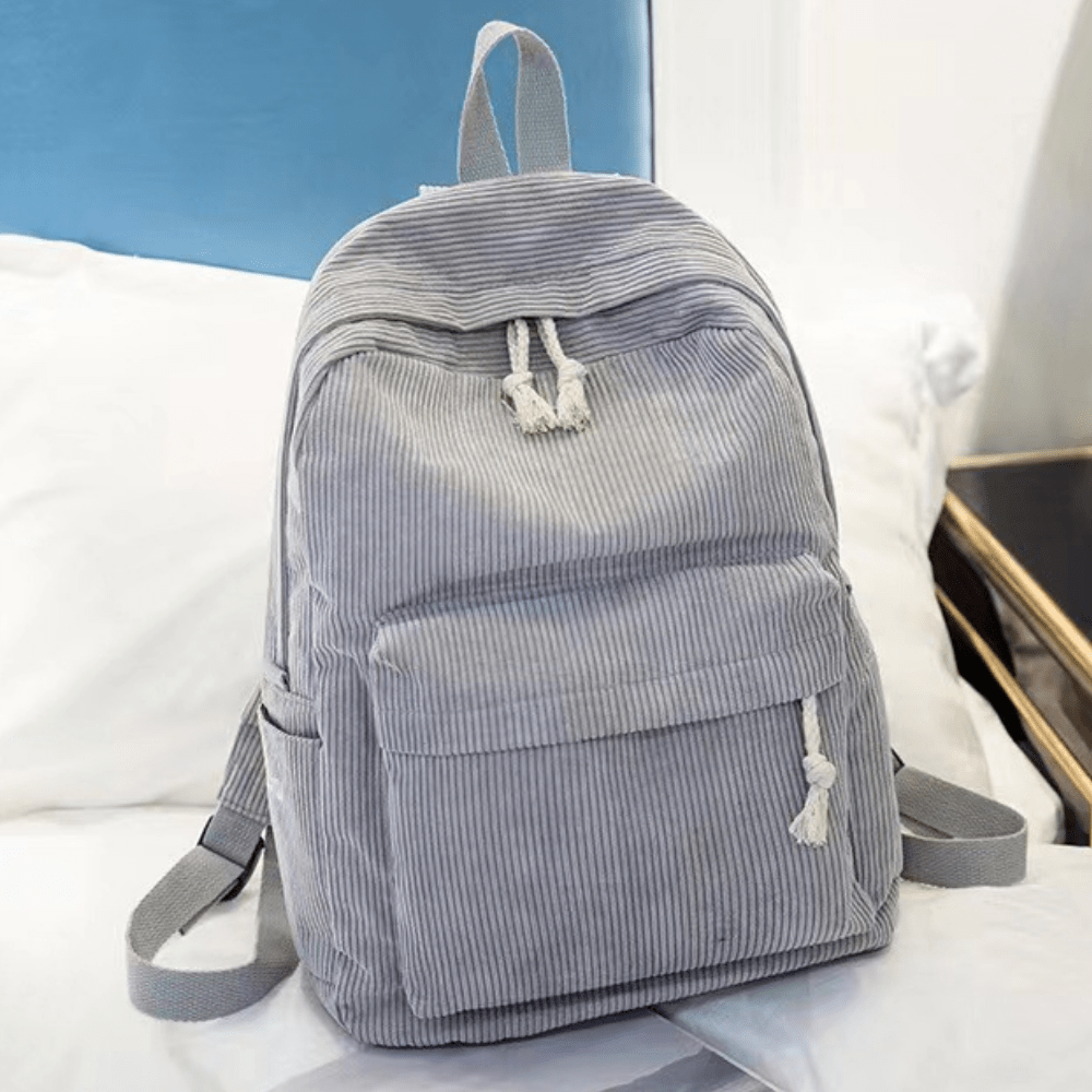 Corduroy Backpack School & Laptop 14" — 6 Colors Vintage Style 8