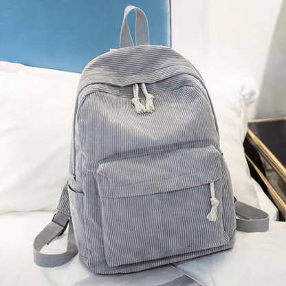 Corduroy Backpack School & Laptop 14" — 6 Colors Vintage Style 8