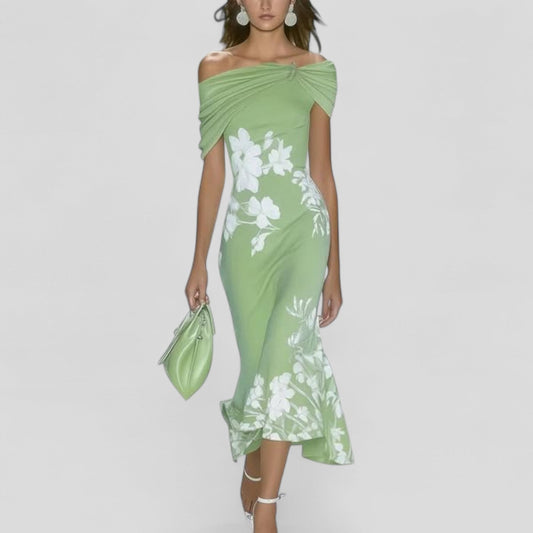 Abito Midi Elegante con Stampa Statement
