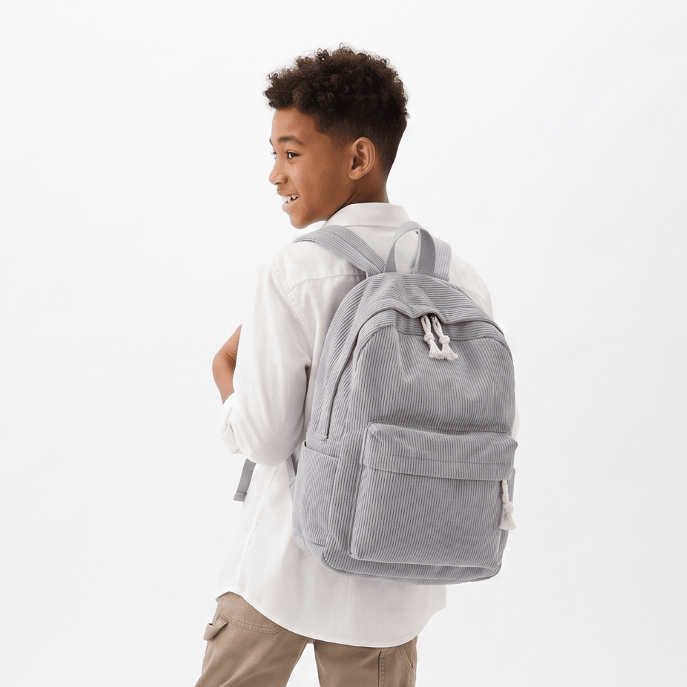 Corduroy Backpack School & Laptop 14" — 6 Colors Vintage Style 9