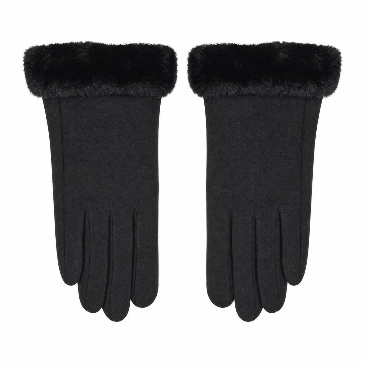 Women's Winter Gloves with Faux Fur Cuff — One Size 6