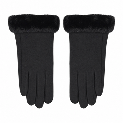 Women's Winter Gloves with Faux Fur Cuff — One Size 6
