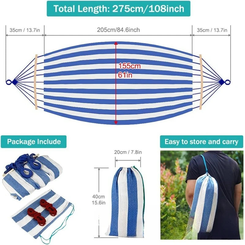 Draagbare dubbele tuinhangmat van antislipdoek