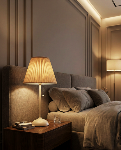 Lampada da Tavolo | Davide – Paralume Plissettato Naturale