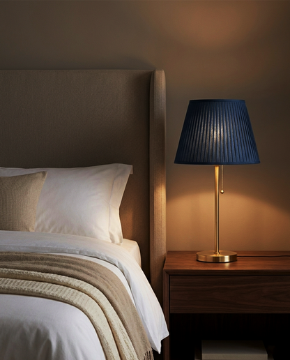 Lampada da Tavolo | Alessandro – Paralume Plissettato Blu