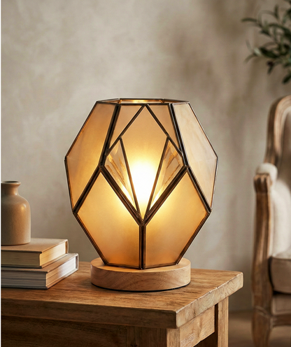 Tafellamp | Giulio – Geometrisch Amber Glas