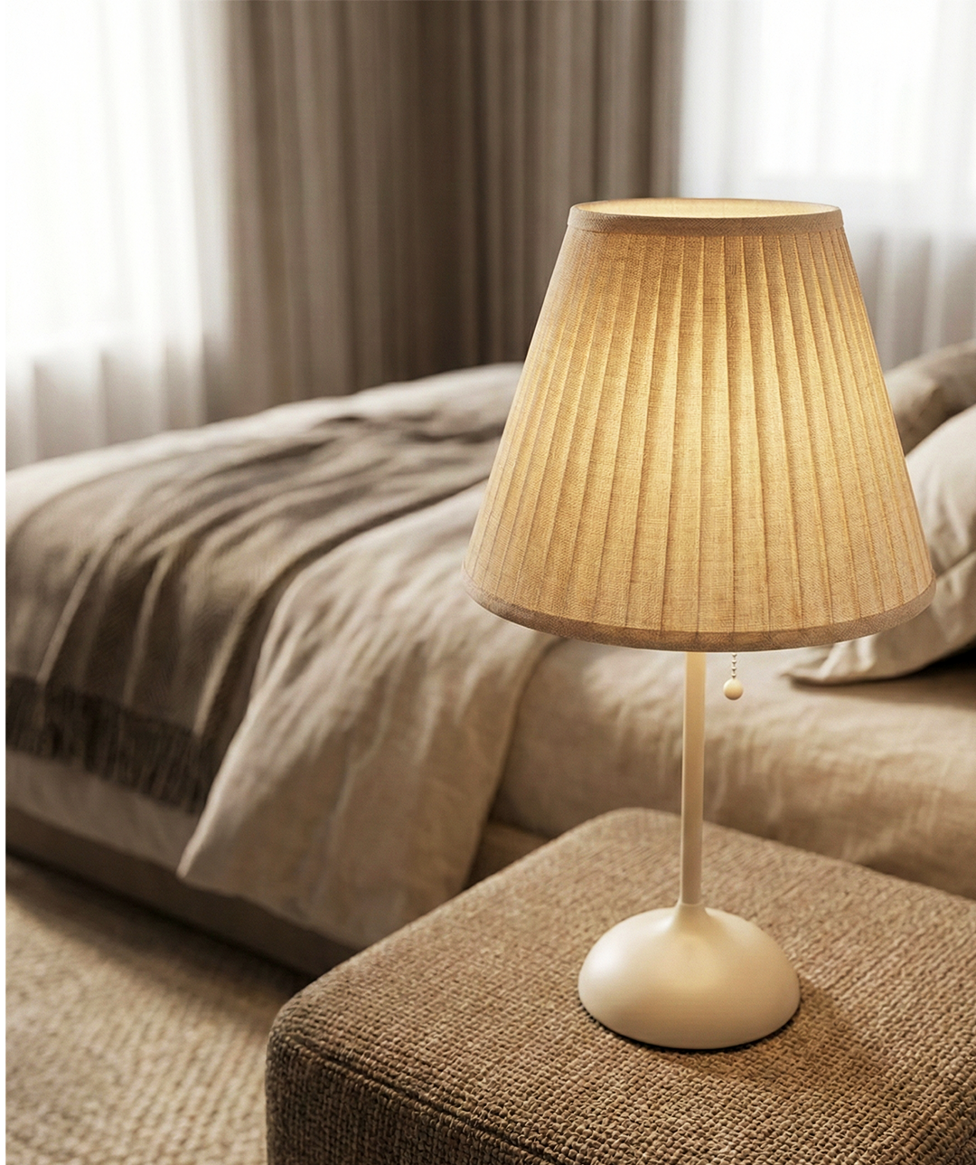 Lampada da Tavolo | Davide – Paralume Plissettato Naturale