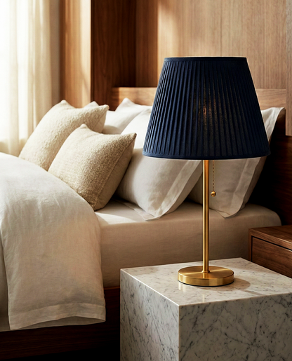 Lampada da Tavolo | Alessandro – Paralume Plissettato Blu