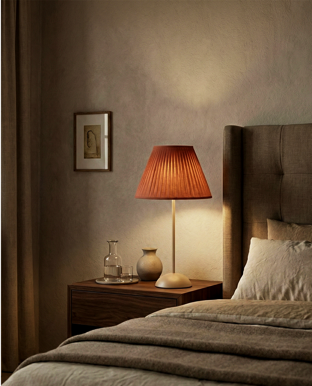 Tafellamp | Riccardo – Plissé Lampenkap Terracotta