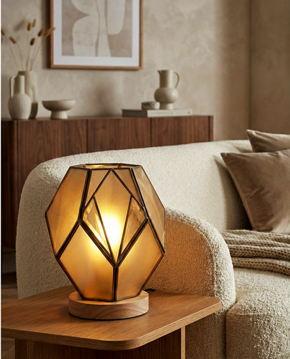 Tafellamp | Giulio – Geometrisch Amber Glas