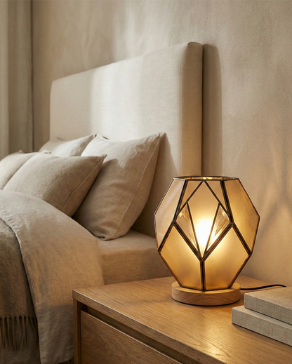 Tafellamp | Giulio – Geometrisch Amber Glas