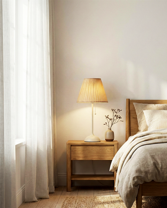 Lampada da Tavolo | Davide – Paralume Plissettato Naturale