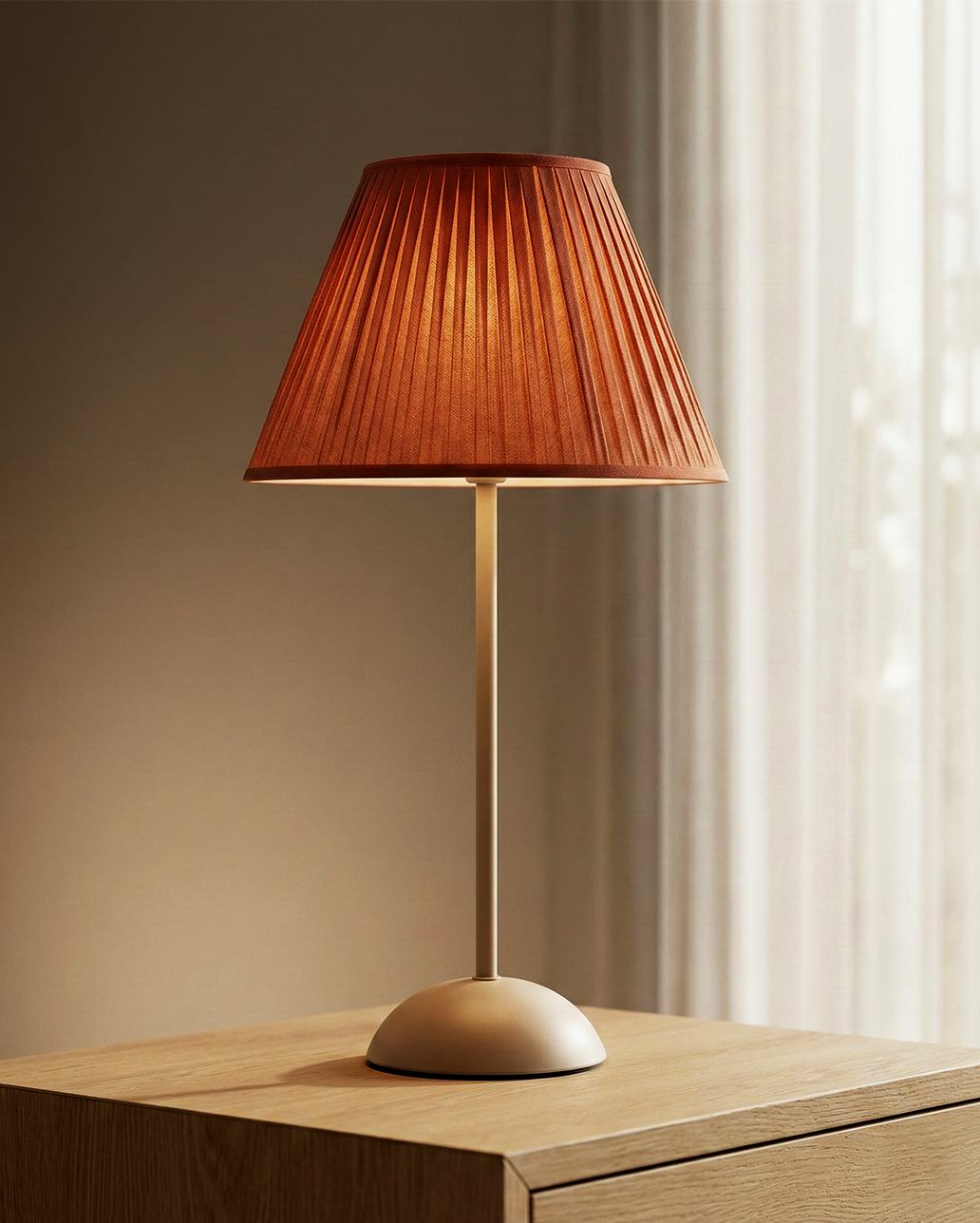 Tafellamp | Riccardo – Plissé Lampenkap Terracotta