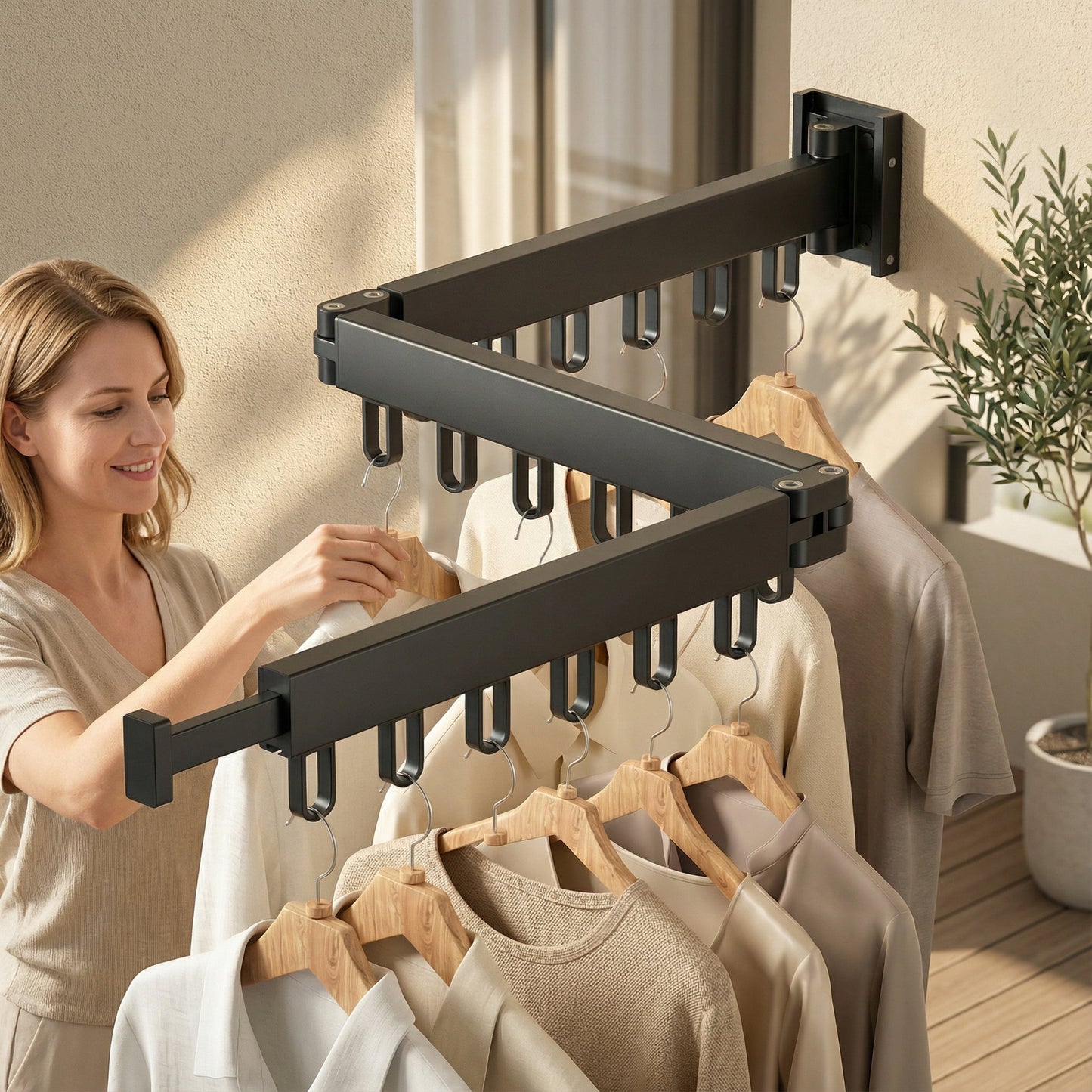 Asciugatrice Estraibile Pieghevole in Acciaio con Design Salvaspazio | Montaggio a Parete per Ottimizzare gli Spazi 6