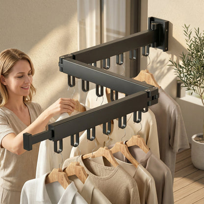 Asciugatrice Estraibile Pieghevole in Acciaio con Design Salvaspazio | Montaggio a Parete per Ottimizzare gli Spazi 6