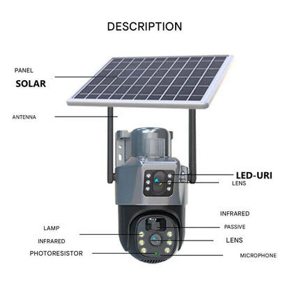4K Solar Security Camera Wireless — Dual Lens 10x Zoom IP66 4