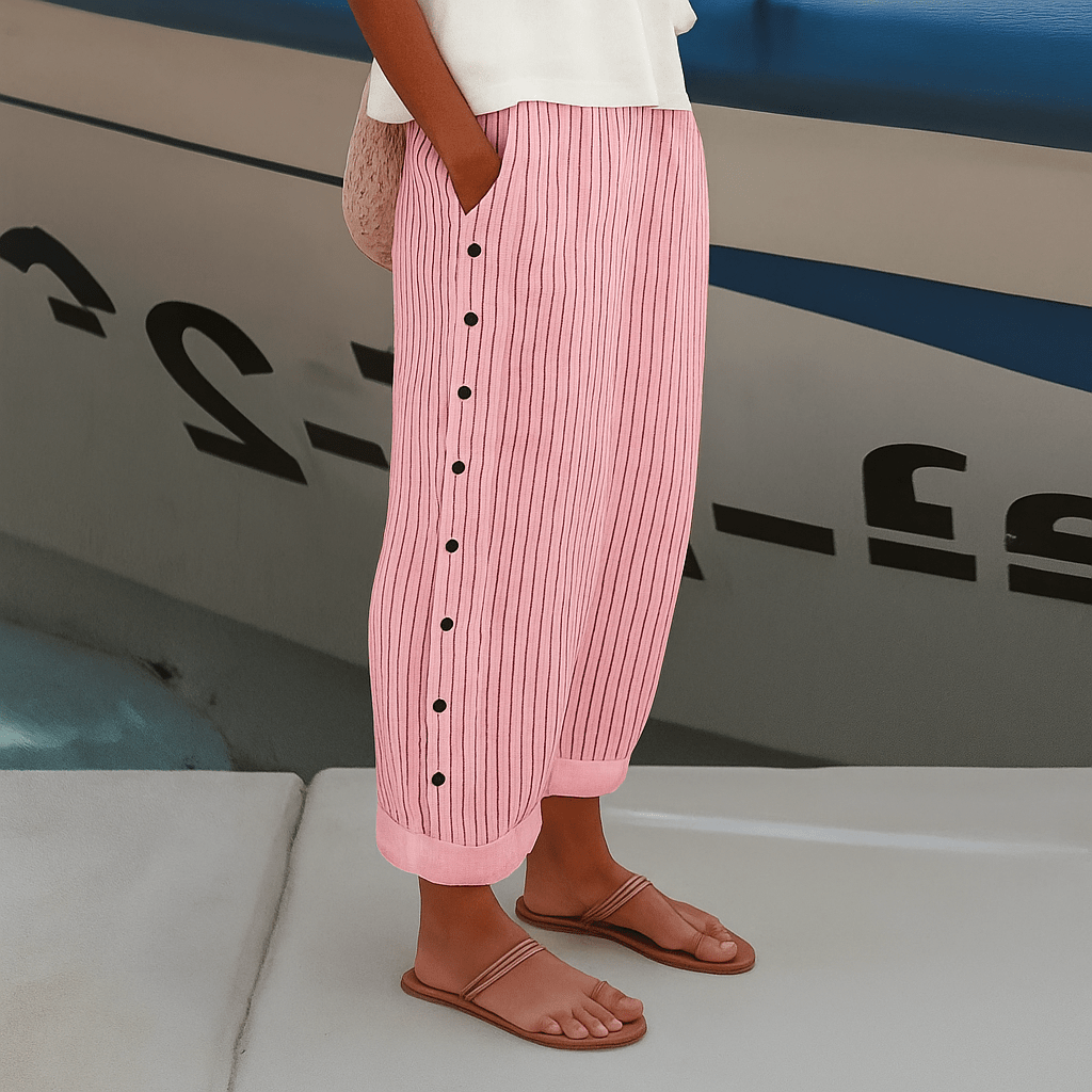 Pantaloni Comodi Donna con Tasche Laterali Vita Elastica